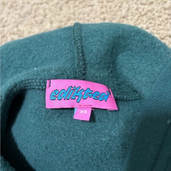 Edikted Teal Hooded Men's Sweater - Picture 3 of 5